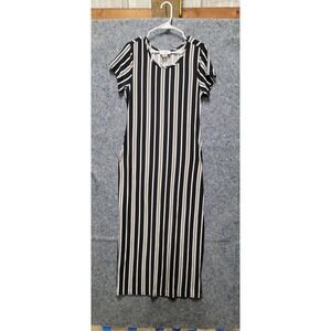 TMG Women's Black & White Striped RETRO Sheath‎ Short Sleeve Dress Size XL